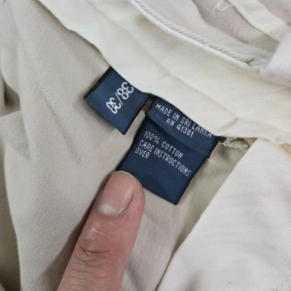 VINTAGE Polo Ralph Lauren Men Pants 38x30 Beige Chino Mid Rise Pockets Cotton‎